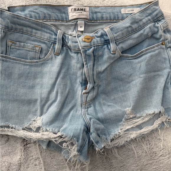 Frame Denim Pants - Frame Denim Women's Distressed Light Blue Jean Shorts